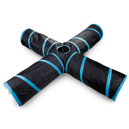 Indoor 2/3/4 5-Way Collapsible Cat Tunnel Tube Kitty Tunnel Bored Cat Pet Toys Peek Hole Toy Cat Puppy Kitty Kitten Rabbit