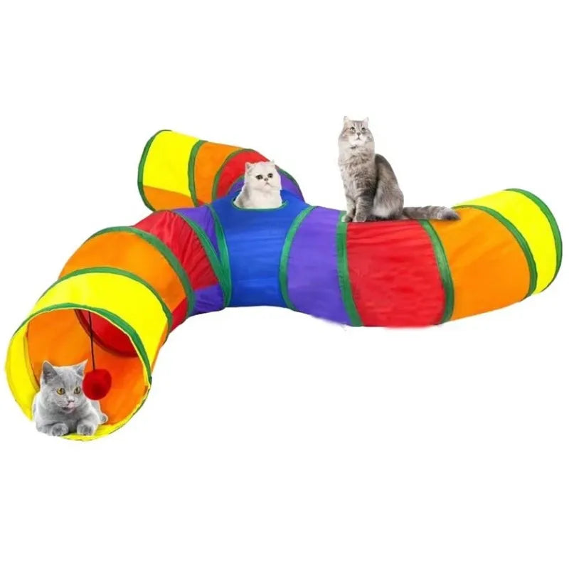 Indoor 2/3/4 5-Way Collapsible Cat Tunnel Tube Kitty Tunnel Bored Cat Pet Toys Peek Hole Toy Cat Puppy Kitty Kitten Rabbit