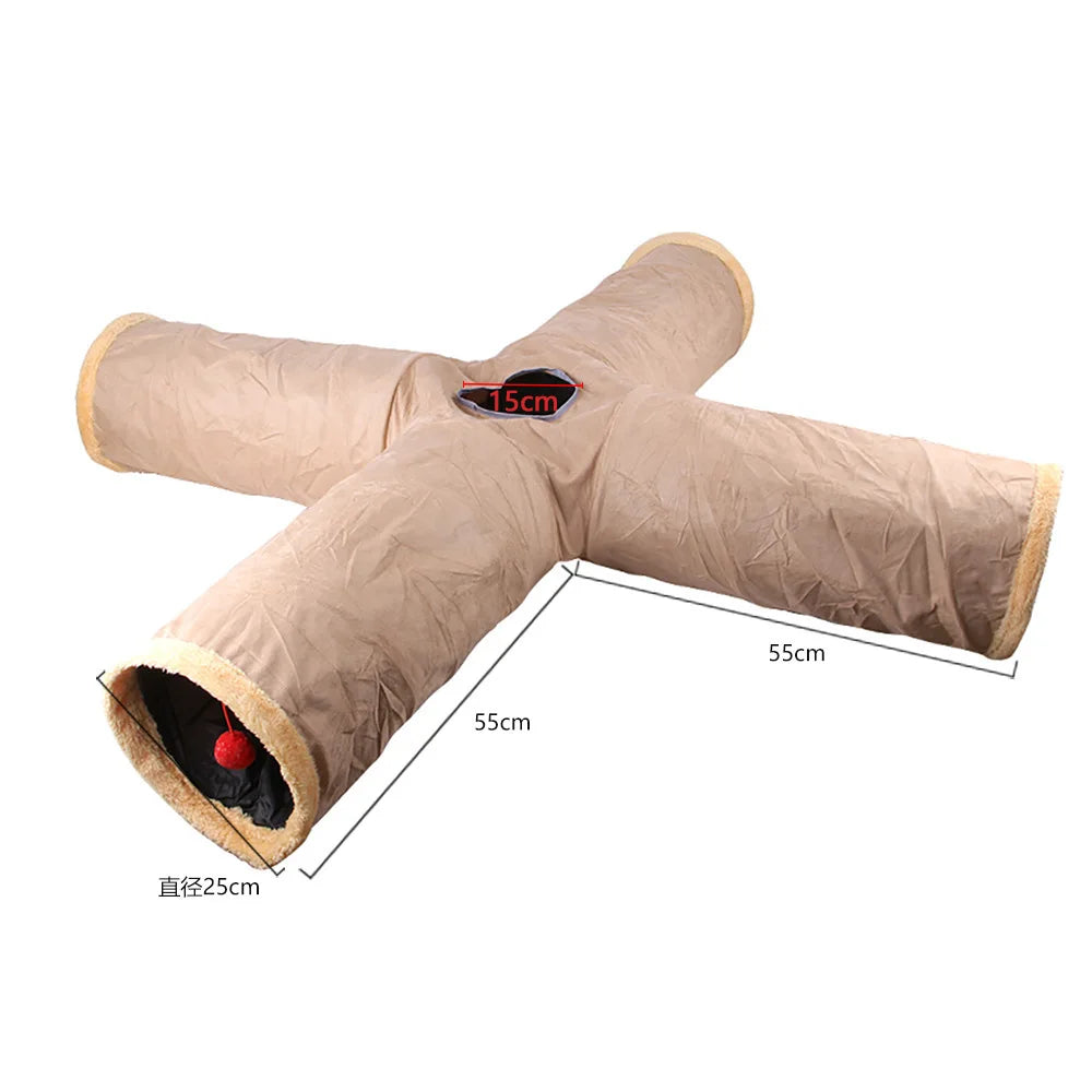Indoor 2/3/4 5-Way Collapsible Cat Tunnel Tube Kitty Tunnel Bored Cat Pet Toys Peek Hole Toy Cat Puppy Kitty Kitten Rabbit