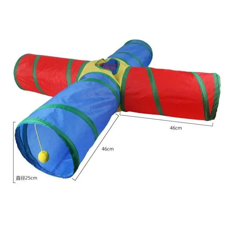 Indoor 2/3/4 5-Way Collapsible Cat Tunnel Tube Kitty Tunnel Bored Cat Pet Toys Peek Hole Toy Cat Puppy Kitty Kitten Rabbit
