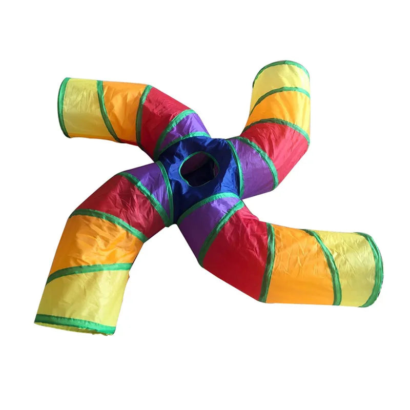 Indoor 2/3/4 5-Way Collapsible Cat Tunnel Tube Kitty Tunnel Bored Cat Pet Toys Peek Hole Toy Cat Puppy Kitty Kitten Rabbit