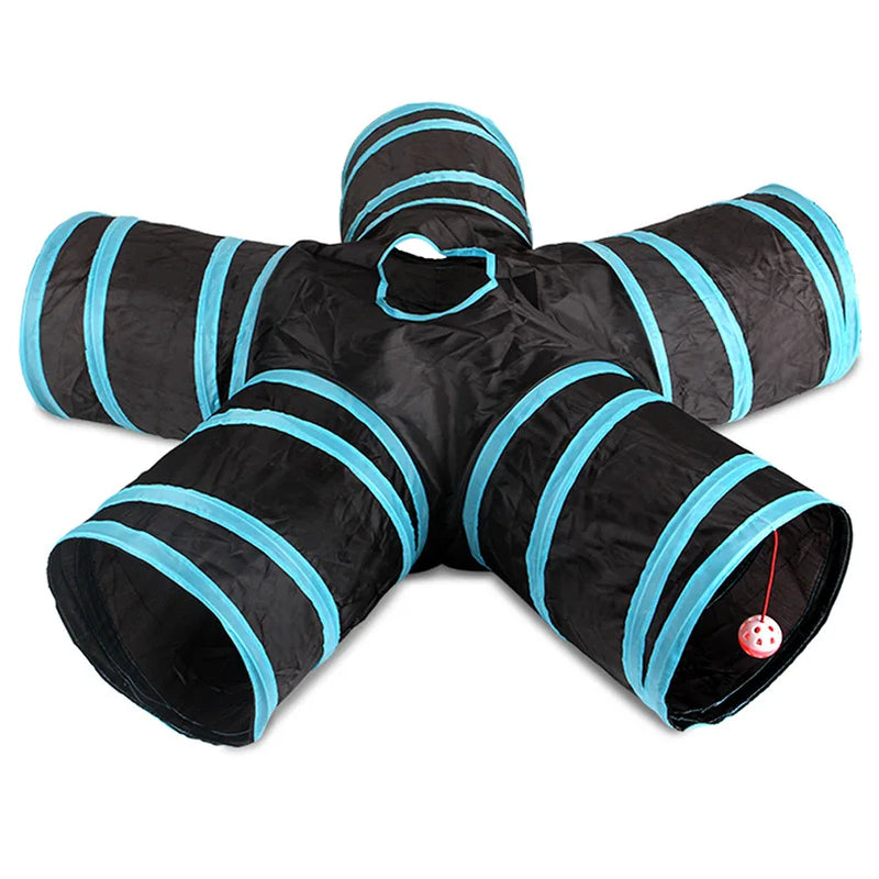 Indoor 2/3/4 5-Way Collapsible Cat Tunnel Tube Kitty Tunnel Bored Cat Pet Toys Peek Hole Toy Cat Puppy Kitty Kitten Rabbit