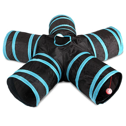 Indoor 2/3/4 5-Way Collapsible Cat Tunnel Tube Kitty Tunnel Bored Cat Pet Toys Peek Hole Toy Cat Puppy Kitty Kitten Rabbit
