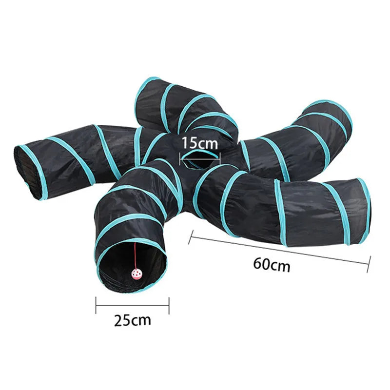 Indoor 2/3/4 5-Way Collapsible Cat Tunnel Tube Kitty Tunnel Bored Cat Pet Toys Peek Hole Toy Cat Puppy Kitty Kitten Rabbit