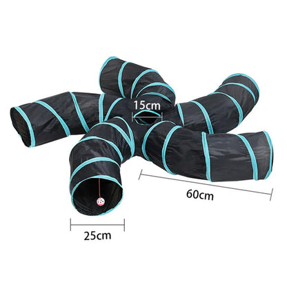 Indoor 2/3/4 5-Way Collapsible Cat Tunnel Tube Kitty Tunnel Bored Cat Pet Toys Peek Hole Toy Cat Puppy Kitty Kitten Rabbit