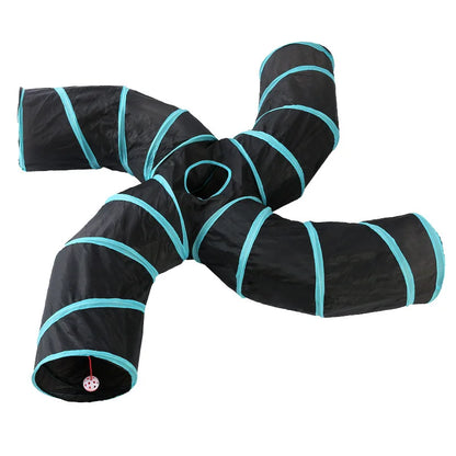 Indoor 2/3/4 5-Way Collapsible Cat Tunnel Tube Kitty Tunnel Bored Cat Pet Toys Peek Hole Toy Cat Puppy Kitty Kitten Rabbit