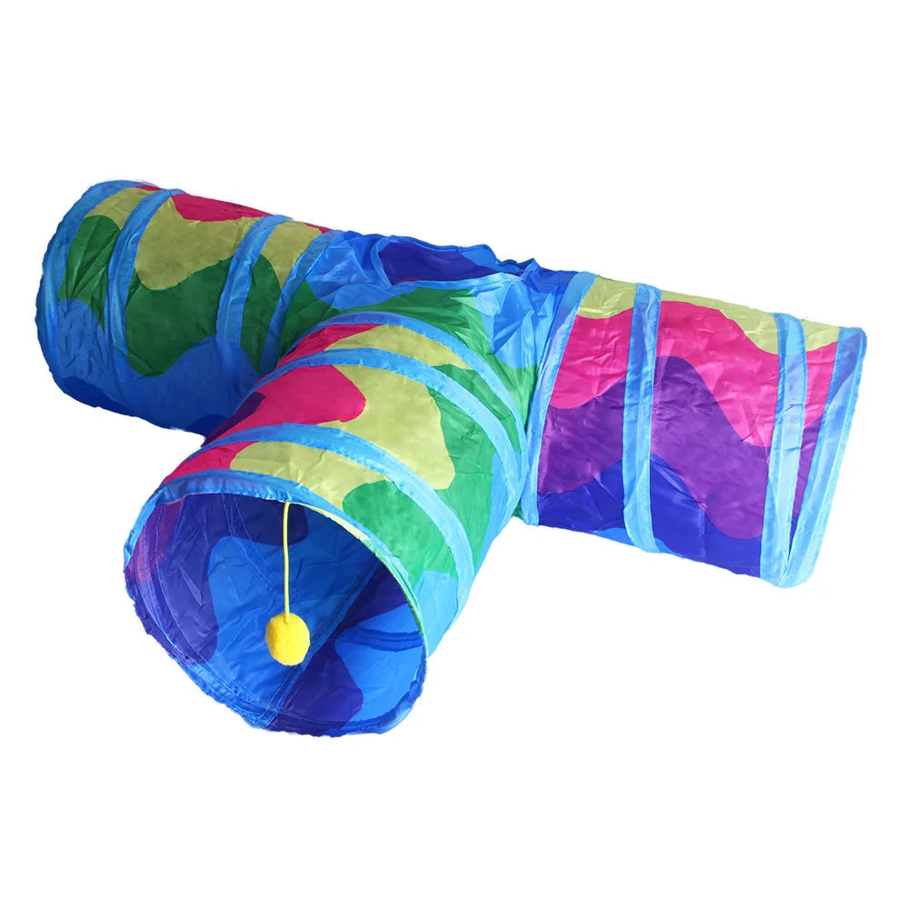 Indoor 2/3/4 5-Way Collapsible Cat Tunnel Tube Kitty Tunnel Bored Cat Pet Toys Peek Hole Toy Cat Puppy Kitty Kitten Rabbit