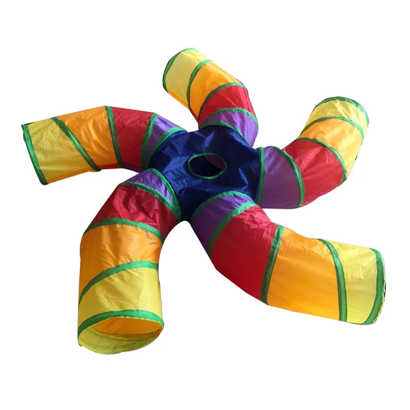 Indoor 2/3/4 5-Way Collapsible Cat Tunnel Tube Kitty Tunnel Bored Cat Pet Toys Peek Hole Toy Cat Puppy Kitty Kitten Rabbit